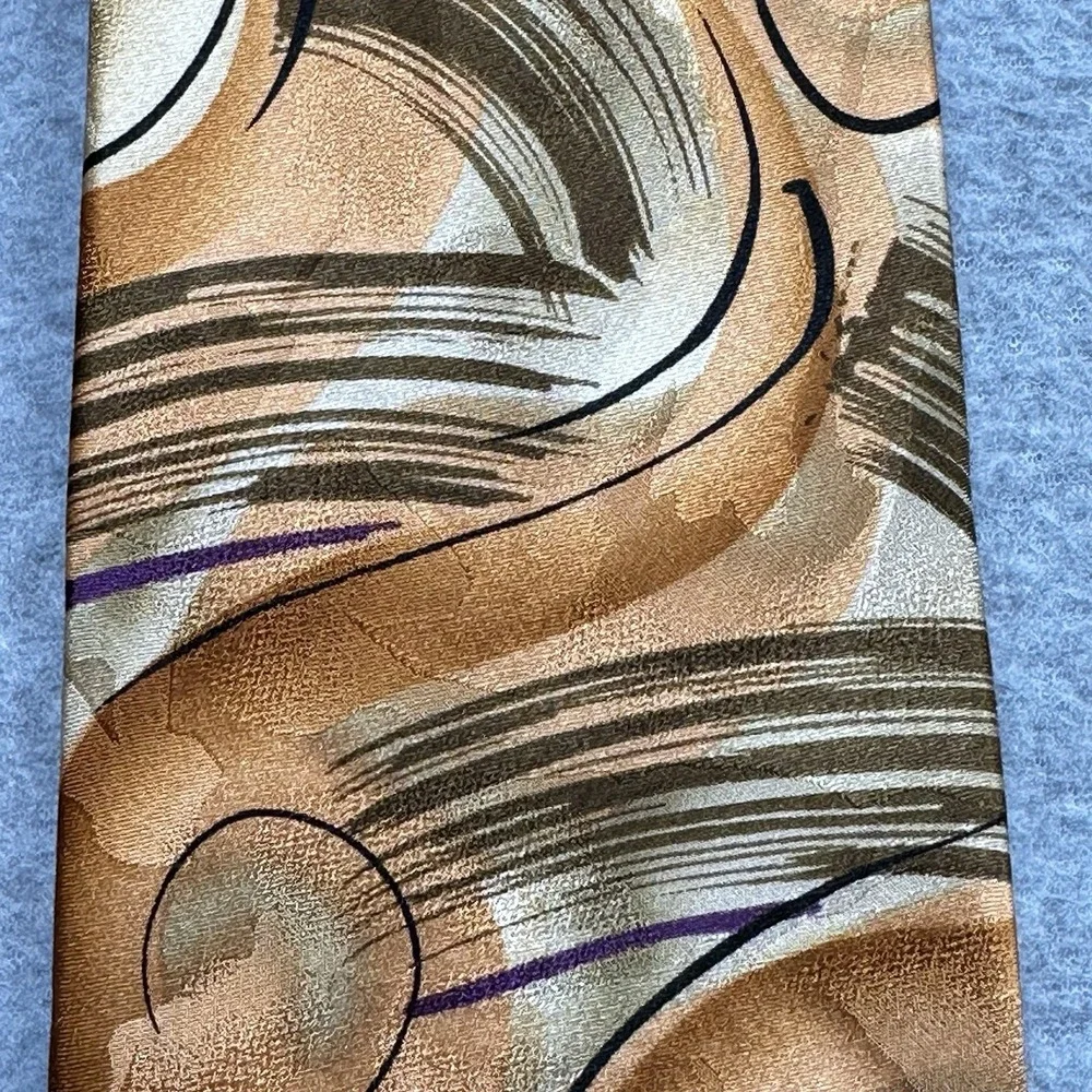 J Garcia Necktie‎ Tie Abstract Peach Gold Silk Duckworm Alarm Limited Edition
